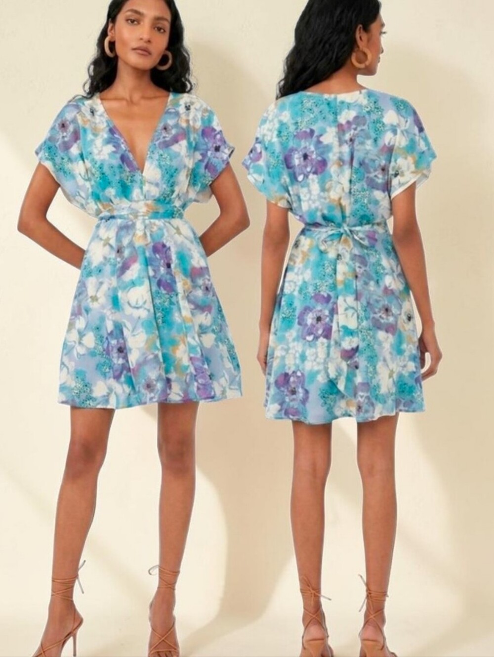 FREE PEOPLE Freddie Floral Print Babydoll Mini Dress - Size S